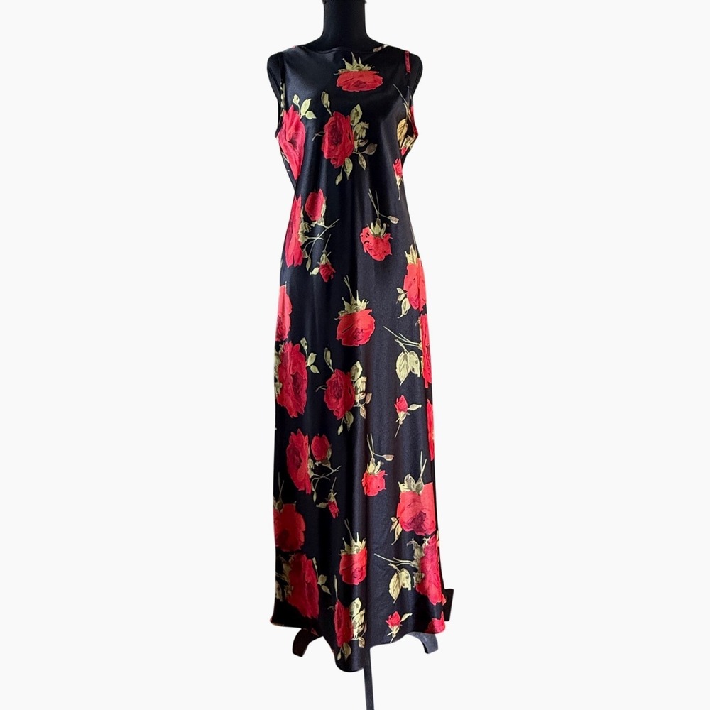 Vintage Alyn Paige Womens Dark Floral Whimsigoth Maxi Dress Fairy Size 7/8 Y2k‎